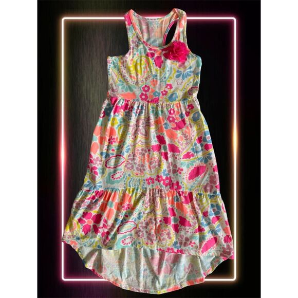 Children's Place Girls Floral Dress, Long Sleeveless, Flowy 7/8 - Picture 2 of 3